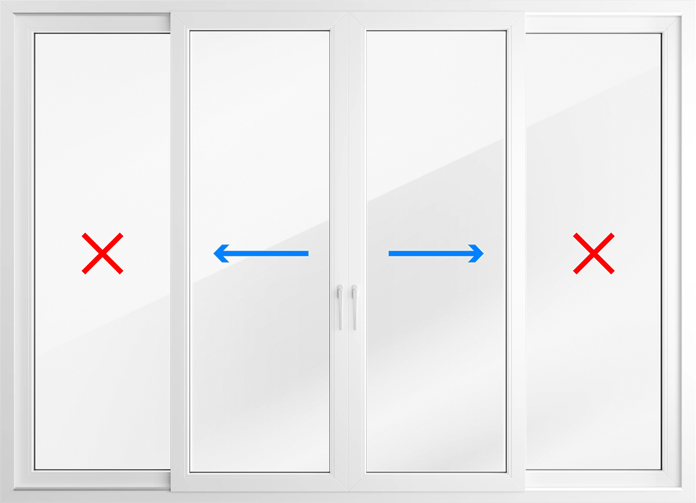 4-panel Patio Sliding Door (Fixed|Slide|Slide|Fixed)